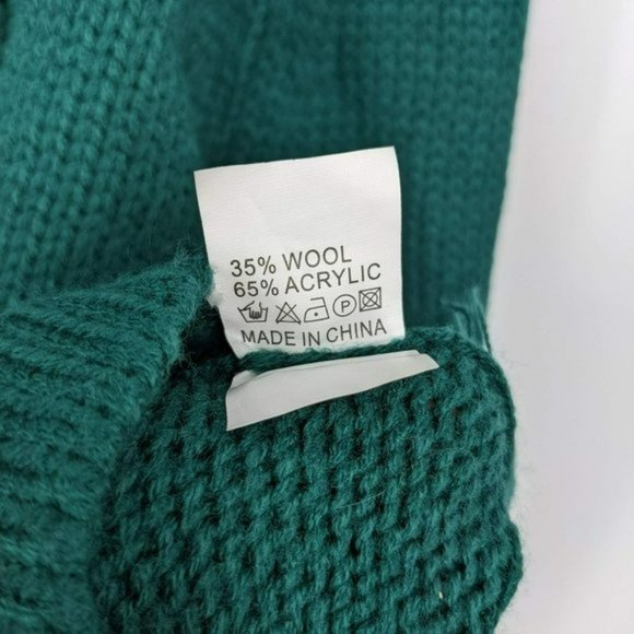 Mags & Pye Sweater OS Hunter Green Oversized Loose Fit Cable Knit Open Back Crop - Picture 6 of 13